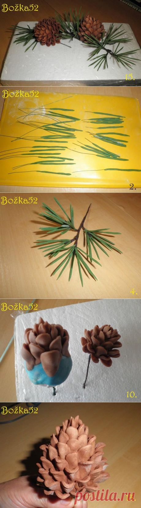 Сосновая ветка из соленого теста