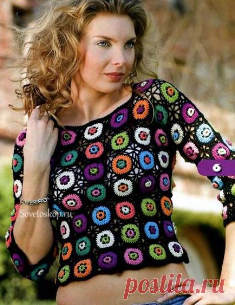 Топ из кружевных квадратов