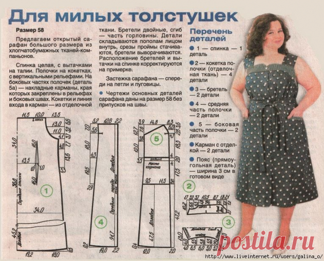 САРАФАН ДЛЯ ПОЛНЫХ/ВЫКРОЙКА/ШЬЕМ БЕЗ ВЫКРОЙКИ
