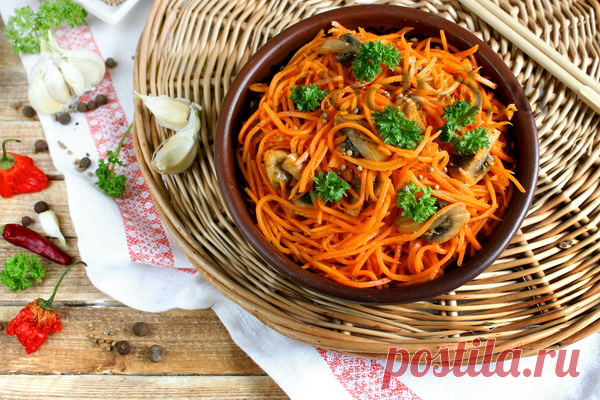 Морковь по-корейски с грибами - Пошаговый рецепт с фото | Закуски