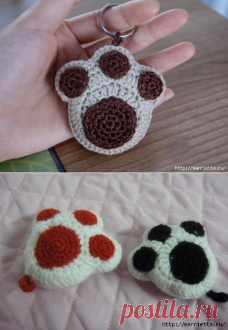 Крючком. Брелок «Кошачья лапка»
