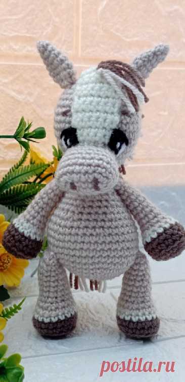 PDF Ослик крючком. FREE crochet pattern; Аmigurumi animal patterns. Амигуруми схемы и описания на русском. Вязаные игрушки и поделки своими руками #amimore - ослик, осёл, лошадь, лошадка.