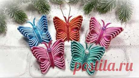 Diy christmas ornaments  Butterflies 🎄 НОВОГОДНИЕ ИГРУШКИ ИЗ ФОАМИРАНА 🎄 Бабочки