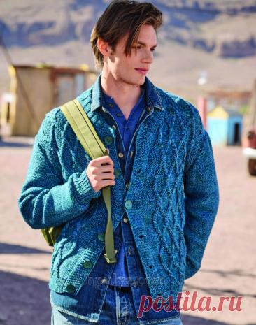 Вязаный кардиган с ромбами для мужчины — Shpulya.com - схемы с описанием для вязания спицами и крючком