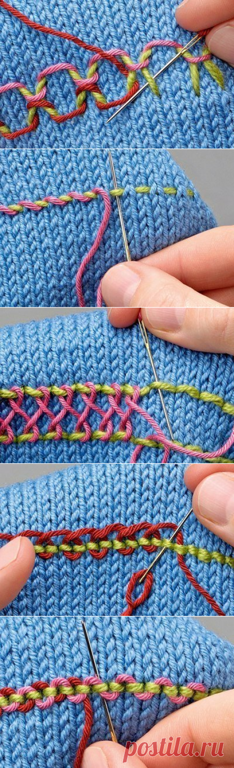 Схемы швов: вышивка полос на трикотаже — Сделай сам, идеи для творчества - DIY Ideas