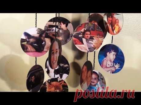 DIY - Móbile de CDs com fotos - Mobile CD with photos - Pendientes de CDs con fotos - YouTube