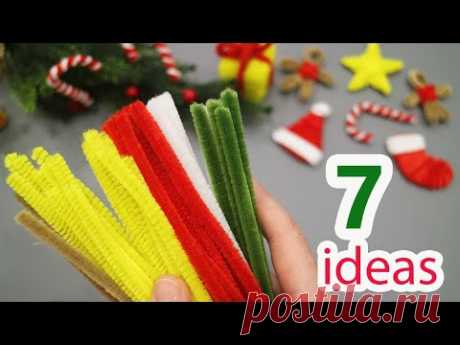 🔴🟡 7 IDEAS🔴🟡 Simple decor for a small Christmas tree made of pipe cleaner