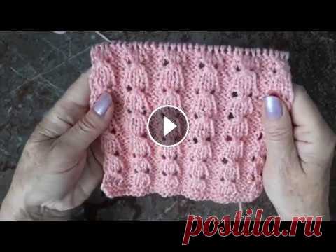 Ажурный вертикальный узор спицами с эффектом резинки для платья.
