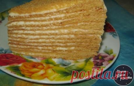 ТОРТ Рыжык. 
3 яйца..
150гр. сливочного масла...
1 стакан сахара...2ч.л.соды...
2 ст.л.мёду..
муки 3..4..стакана.тесто должно быть мягким. 
крем: 250 гр. слив.масла...1 стакан сахара..400гр. сметаны(а можно и больше..вкуснее будет;-)-взбить) 
Масло растопить и растереть с сахаром....добавить соду..мёд...вскипятить на огне..постоянно помешивая..пока не станет рыжим...снять с огня..взбить отдельно три яйца и влить в смесь...добовляем три стакана муки...а потом по необходимос...