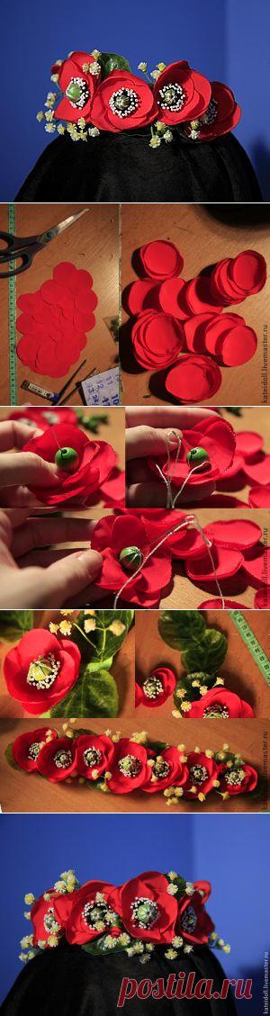 Изготовление обруча с маками - Ярмарка Мастеров - ручная работа, handmade