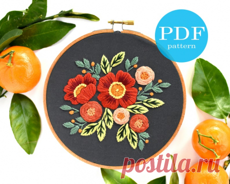 Folky Florals Embroidery Pattern. Beginner Embroidery. PDF | Etsy Moldova