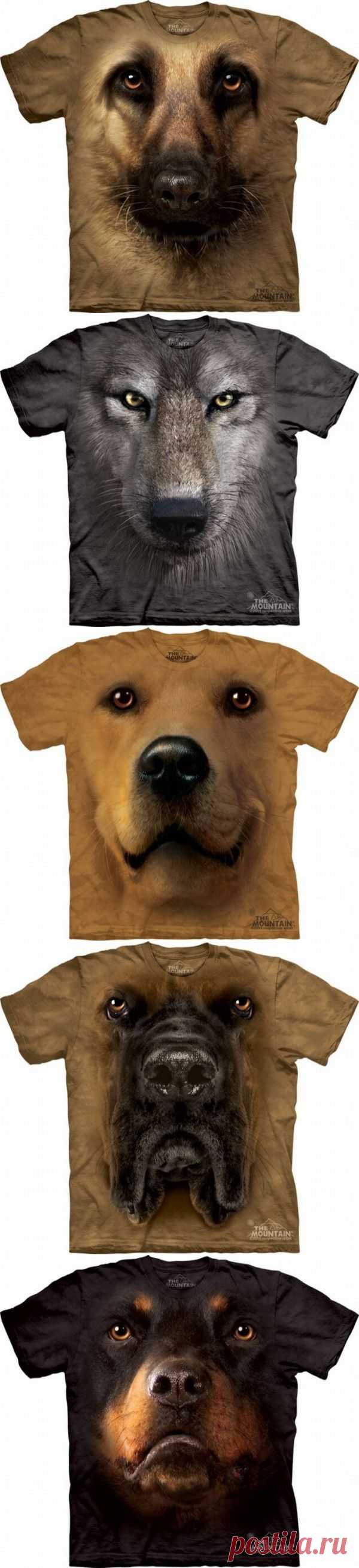 Объемные портреты животных на футболках.