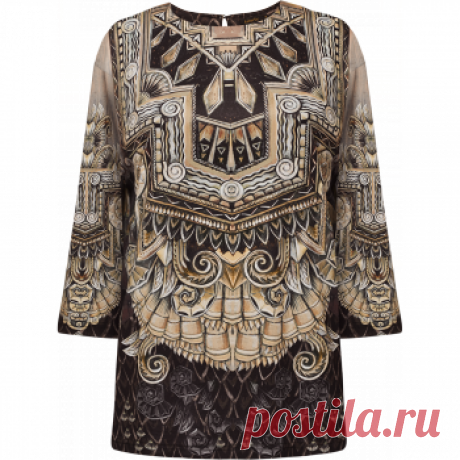 Трикотажная блузка с рукавом 3/4 для женщины, цвет коричневый