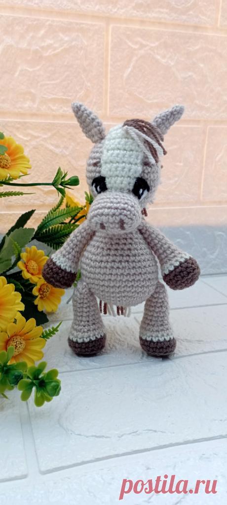 PDF Ослик крючком. FREE crochet pattern; Аmigurumi animal patterns. Амигуруми схемы и описания на русском. Вязаные игрушки и поделки своими руками #amimore - ослик, осёл, лошадь, лошадка.