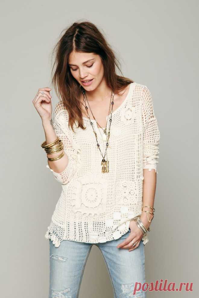 Пэчворк-пазл - туника крючком.