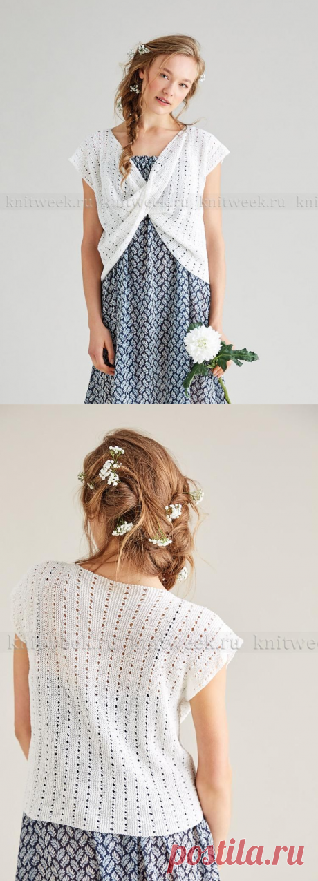 Топ-накидка "Тафта" ажурным узором. Спицами. / knitweek.ru