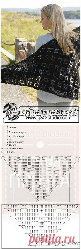 Ажурный платок крючком от DROPS