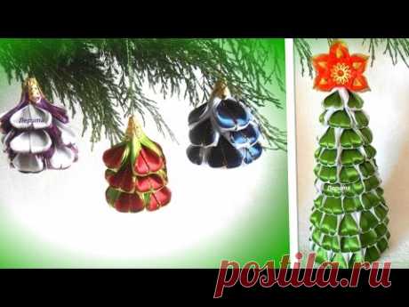 Christmas tree of satin ribbons, DIY Christmas tree