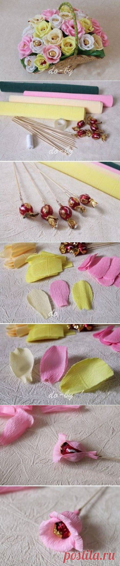 Нежный букет из конфет