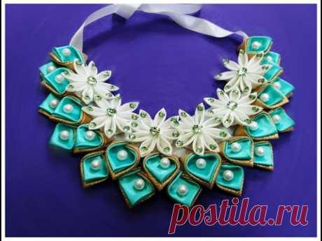 DIY kanzashi necklace 02 / Ожерелье канзаси 02