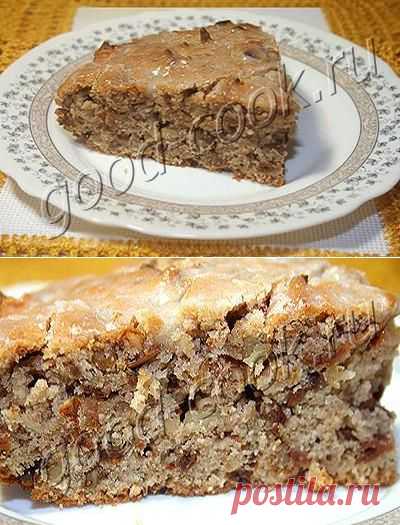 Хорошая кухня - постный пирог с орехами и сушеными яблоками. Кулинарная книга рецептов. Салаты, выпечка.