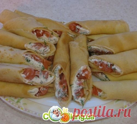 Блинчики с сыром Филадельфия и семгой