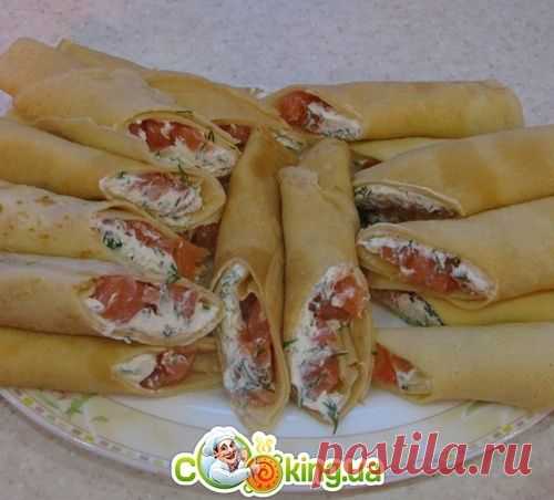 Блинчики с сыром Филадельфия и семгой