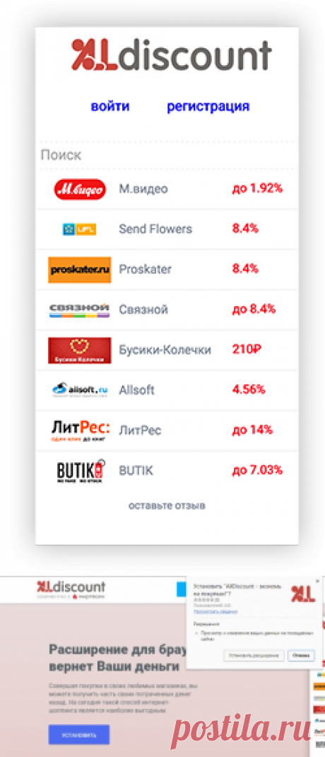 Недавно наткнулся на крутейший CashBack сервис - Alldiscount.info