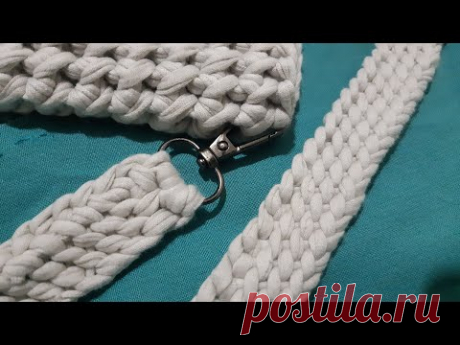Оригинальная ручка для сумки или ремень для рюкзака.  Сумка из трикотажной пряжи. Часть 2.