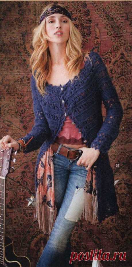 Вязание ажурного пальто 37 Lace Coat, Vogue Crochet 2012