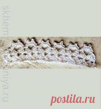 Узор крючком: белая кайма с веерами крючком | Схемы-Вязания.ру