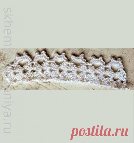 Узор крючком: белая кайма с веерами крючком | Схемы-Вязания.ру