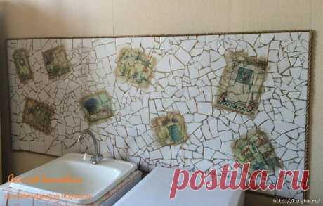 Кухонный фартук из старой плитки в стиле прованс.
