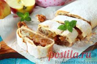 Рецепт: Яблочный штрудель из творожного теста на RussianFood.com