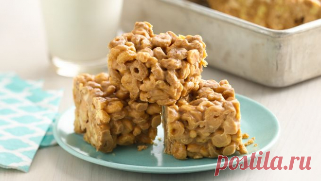 No-Bake Арахисовое масло-Cereal не Батончики рецепт - от столовой ложки!