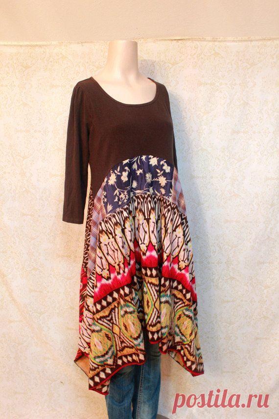 Revival Women's Upcycled Boho Shirt, Native Tribal Chic Junk Gypsy Style…