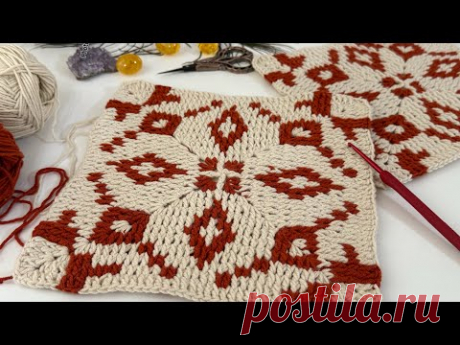 Простой и элегантный ✨ мотив, связанный крючком! Новый дизайн с различными техниками#вязание крючком