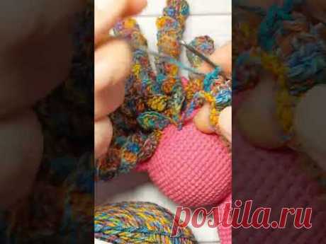 ЧУДЕСНАЯ грива для розовой единорожки из пряжи YarnArt Jeans tropical #вязаныеигрушки
