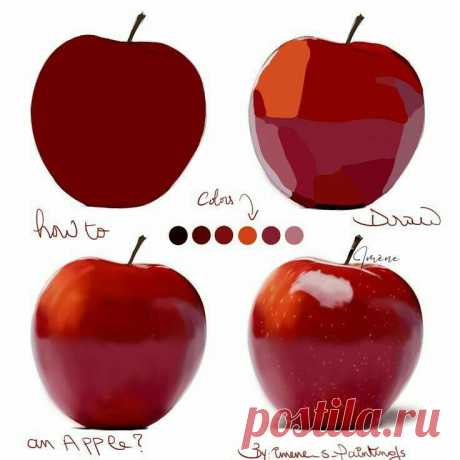 Рисунок. Яблоко. Этапы.