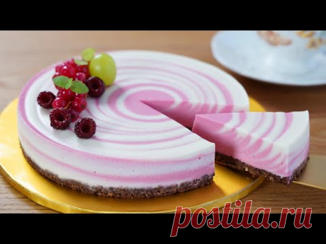 Супер простой рецепт / Без выпечки / Без яиц / Рецепт малинового чизкейка / Торт Зебра / Мера чашки