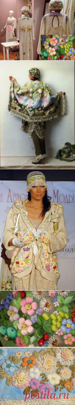 Irish crochet &: Вышивка на трикотаже от Надежды Вороновой