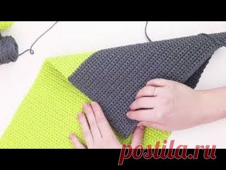 💚🖤ПРОСТОЙ ШОППЕР ИЗ ПРЯМОУГОЛЬНИКА. ЧТО ПОЛУЧИЛОСЬ?Вязаная сумка крючком