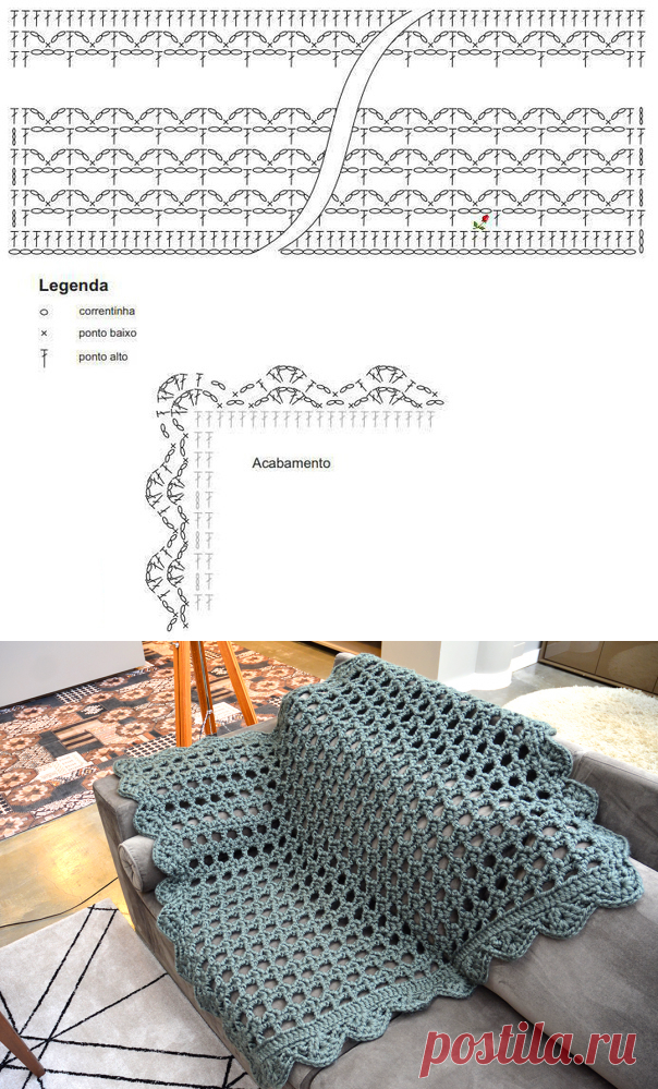Простой и красивый ажурный плед крюком — Сделай сам, идеи для творчества - DIY Ideas