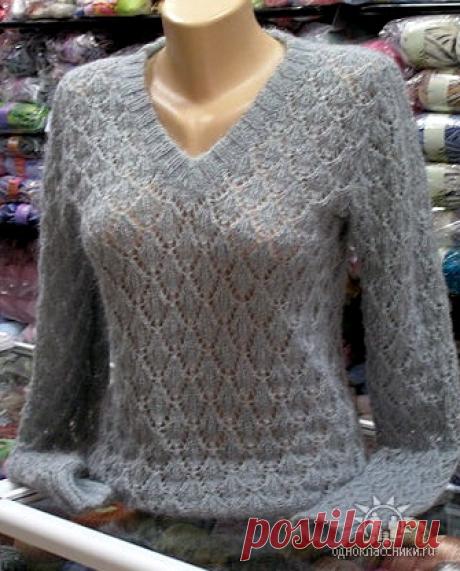 Ажурный пуловер из мохера