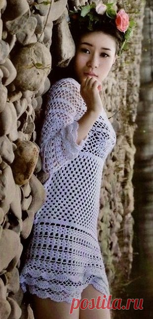 Вязание кружевного платья
