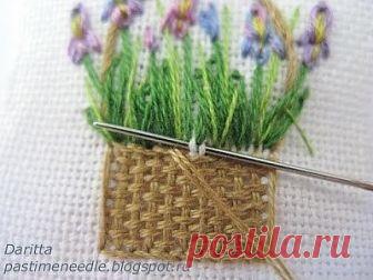 Вышиваем корзинку с цветами
