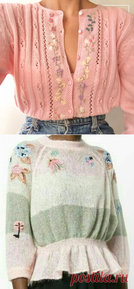 Вышивка на вязаном изделии. Идеи для вдохновения! | Вязание с Irina Bronya | Дзен