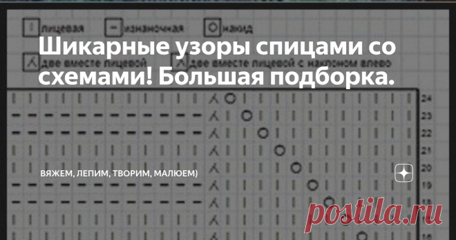Шикарные узоры спицами со схемами! Большая подборка. Приветствую всех заглянувших на огонёк!
Сегодня хочу поделиться с вами оригинальными узорами на спицах. При выборе узора лучше точно знать, что вы хотите связать. А иногда - увидела узор и тут же родилась идея, что связать).
Узоры спицами отличаются большим разнообразием. Это и элементарная чулочная и платочная вязка, и более сложные ажурные и структурные узоры, узоры с использованием разных