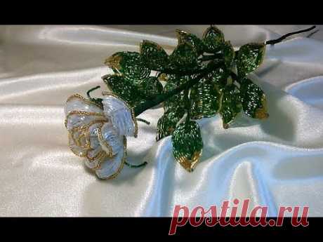 Белая роза из бисера.Часть 2-Чашелистики.White rose from beads. Part 2-Sepals.