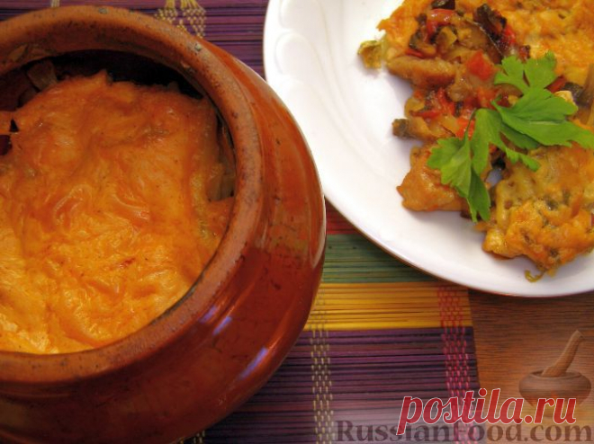 Рецепт: Жаркое в горшочке с грибами на RussianFood.com